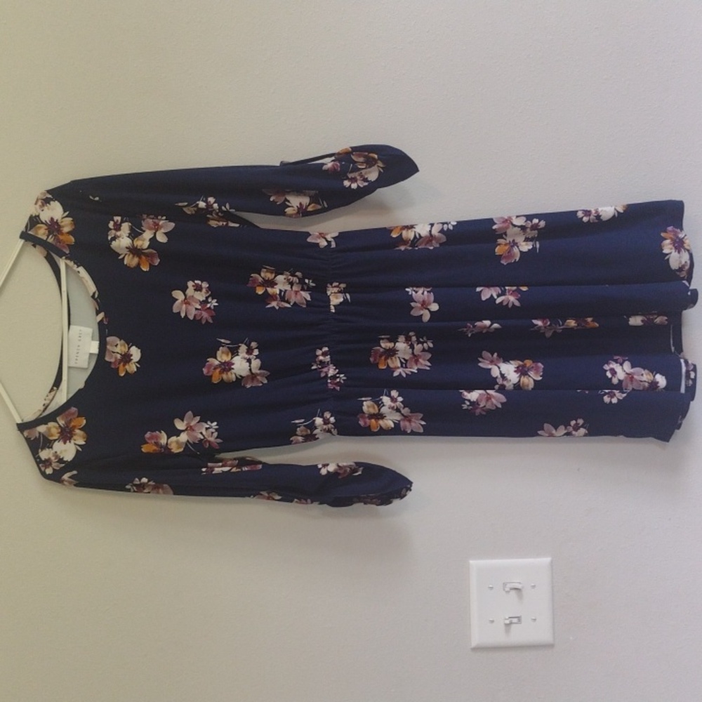 French Glen Navy with Flowers casual dress